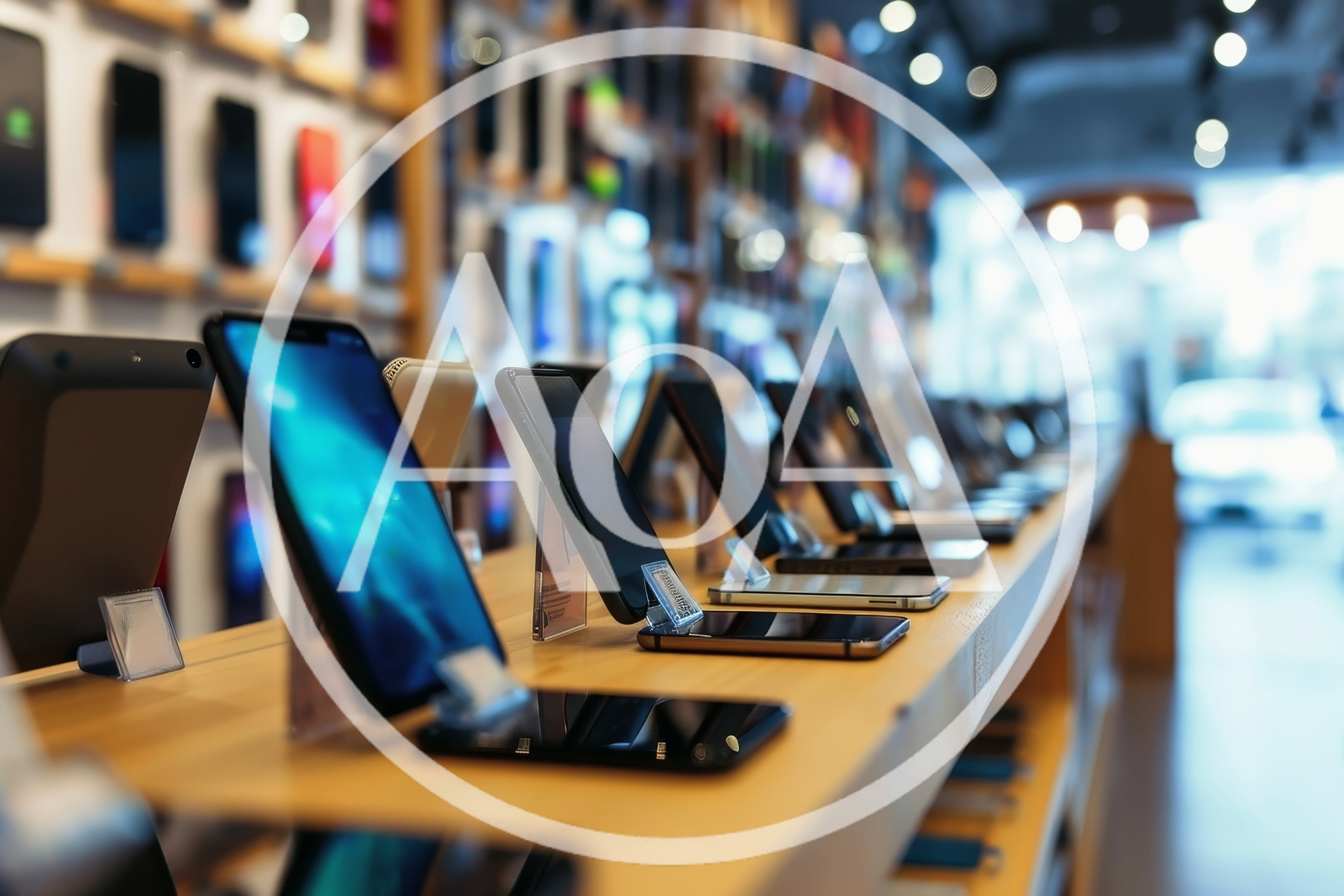 Smartphones Displayed On Shelves In A Retail Store