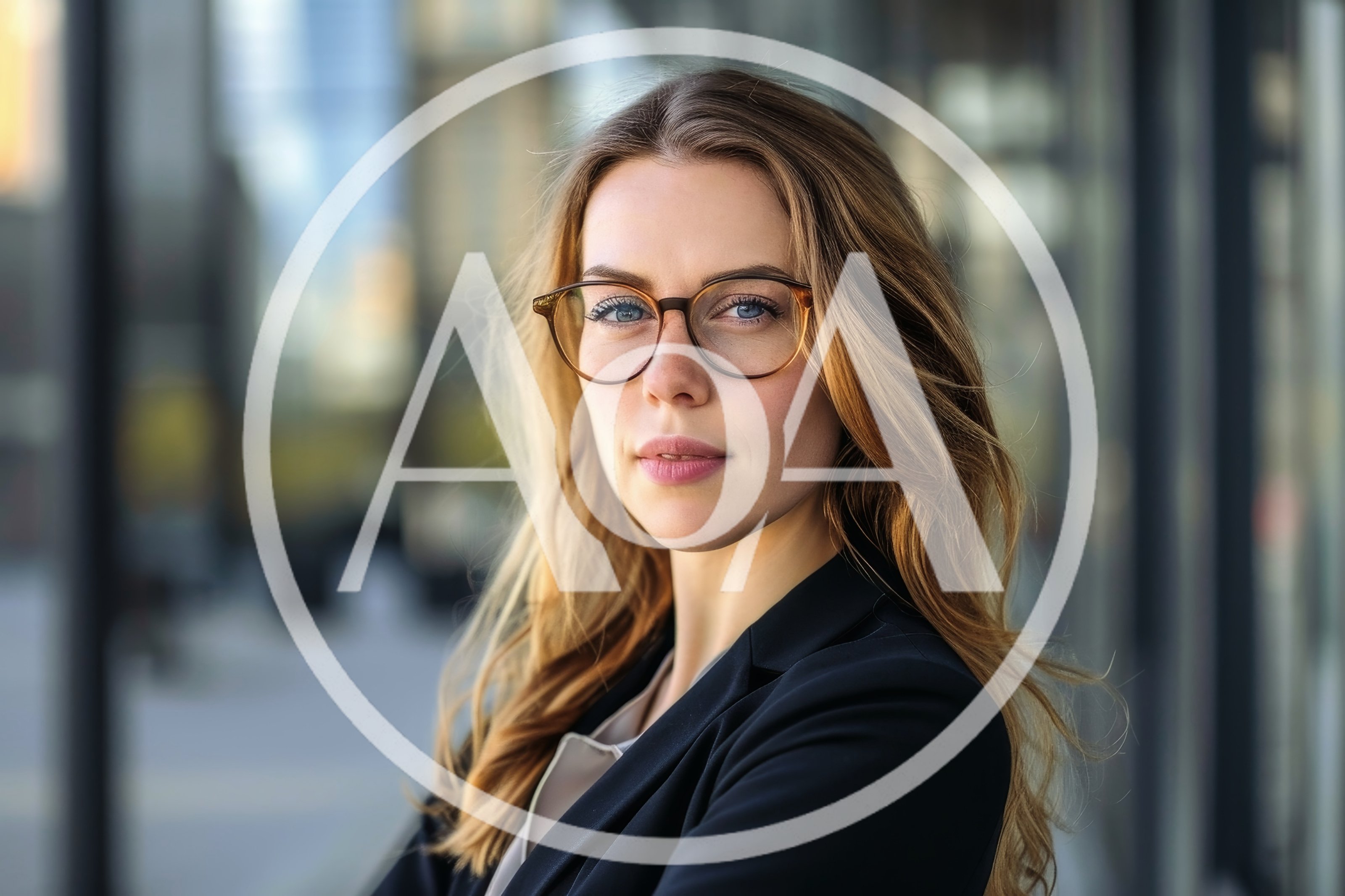 Professional Businesswoman With Glasses Standing In Modern Office