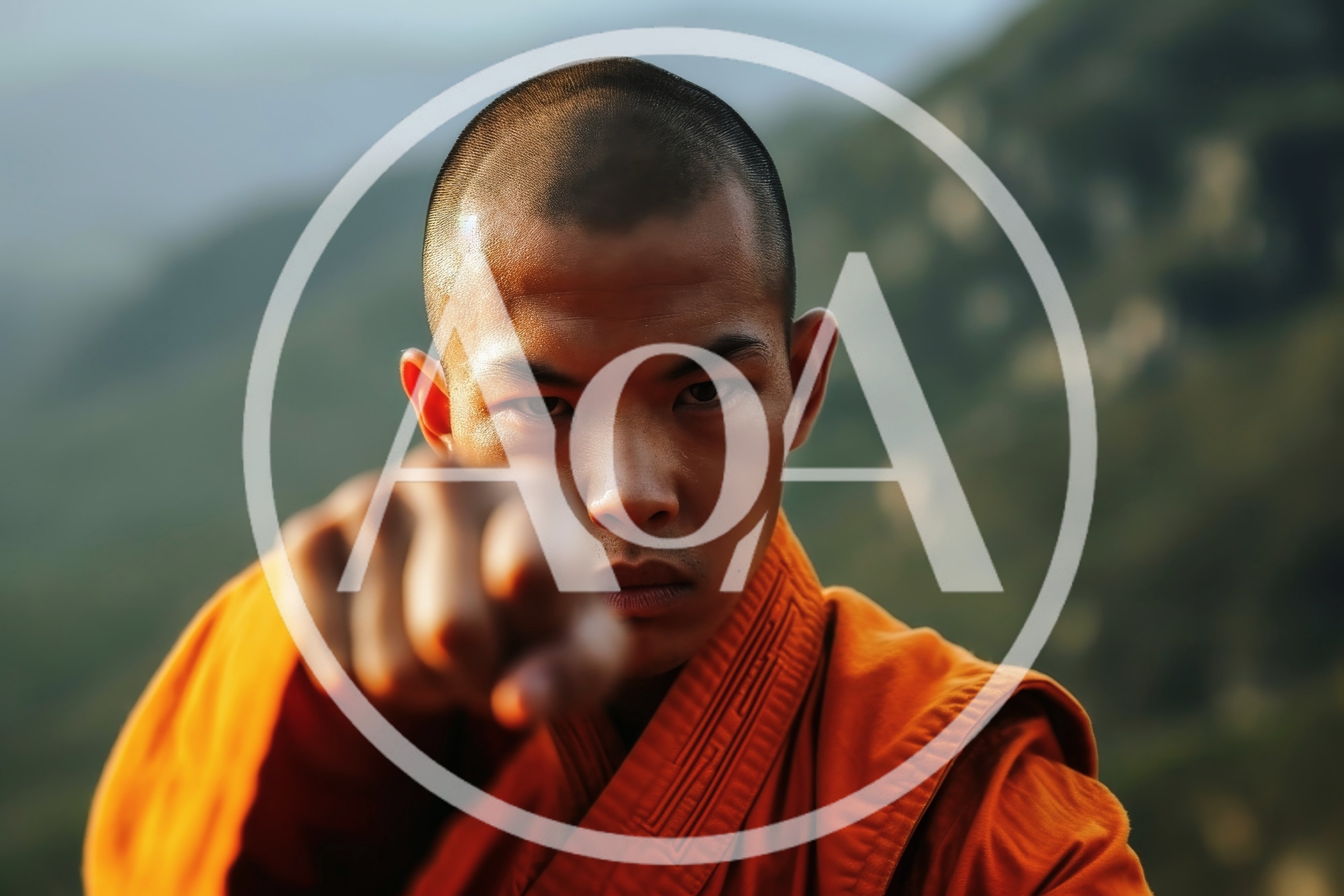 Shaolin Monk Performing A Focused Martial Arts Punch