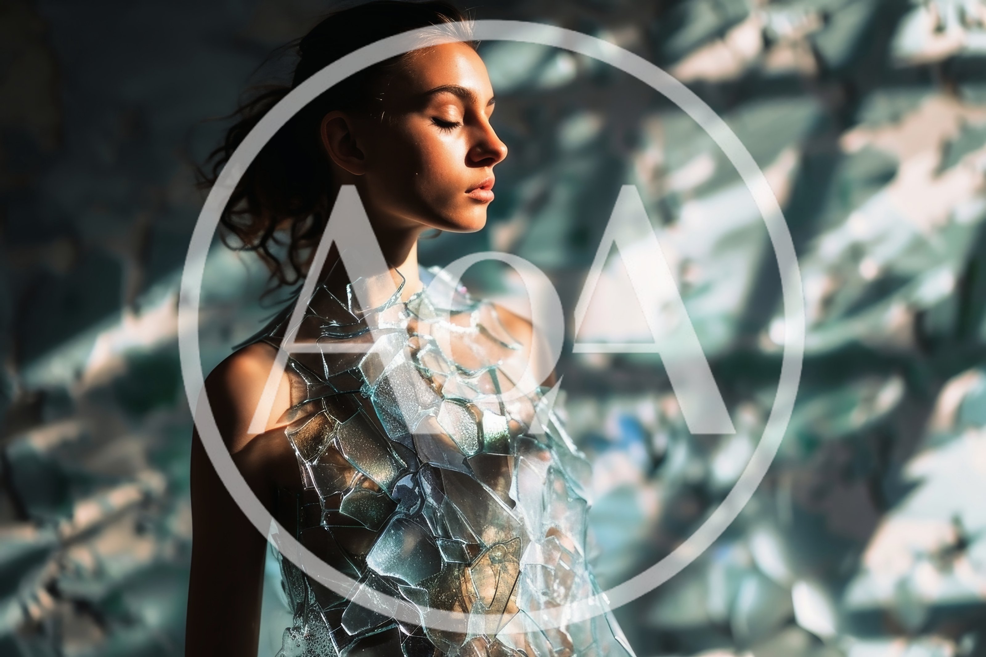 Portrait Of A Woman Wearing A Shattered Glass Dress