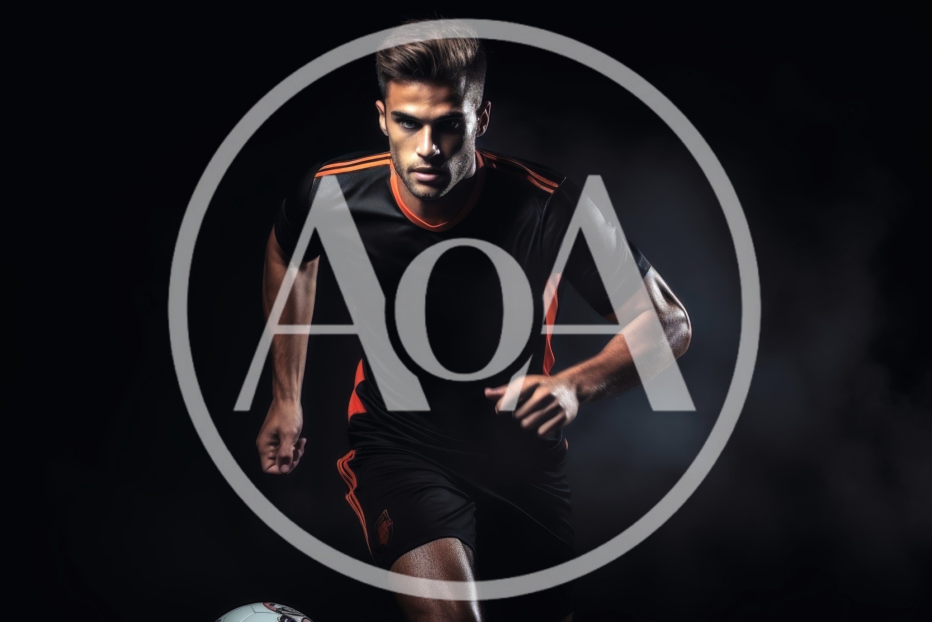 Professional Soccer Player Running With Ball In Studio