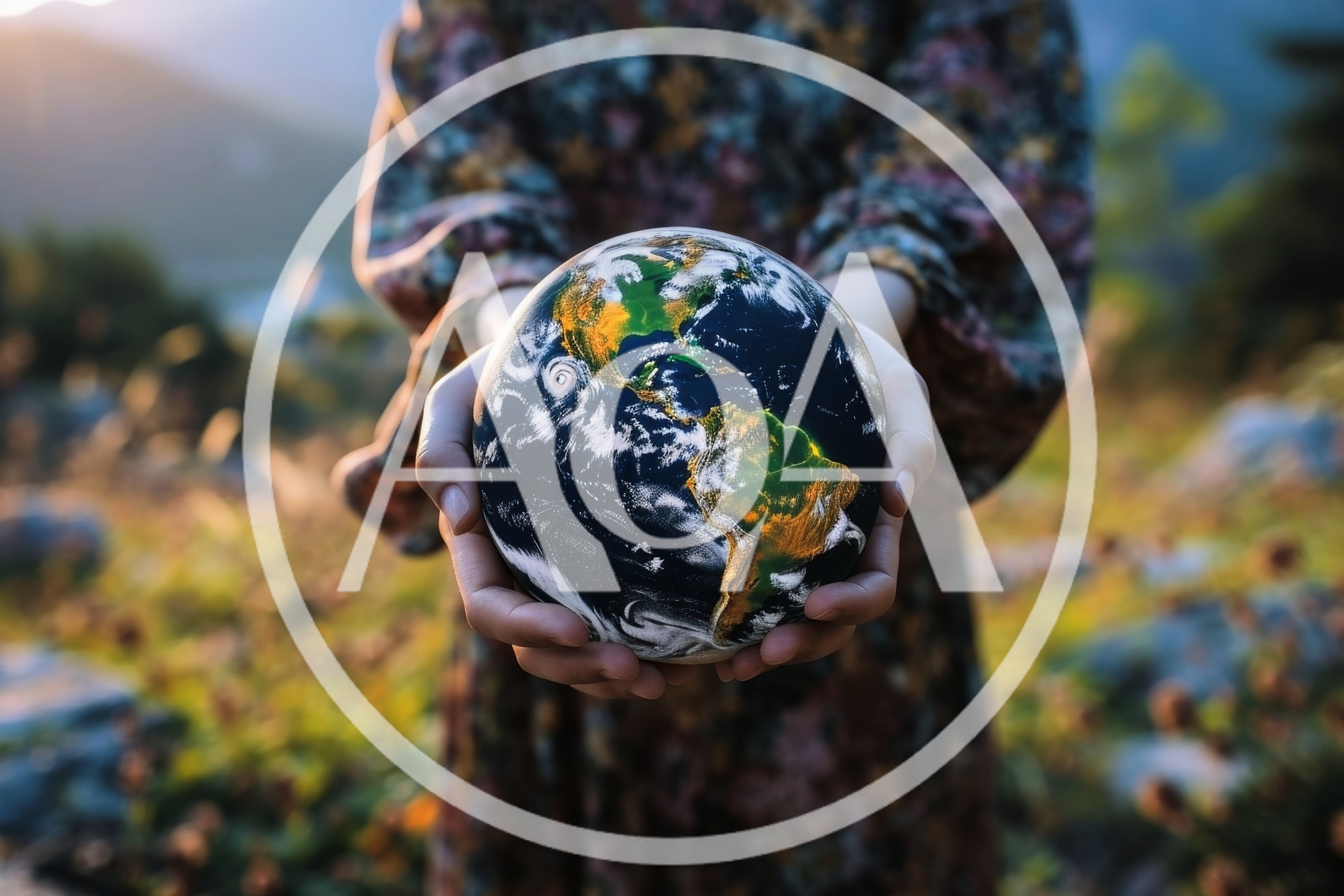 Person Holding A Miniature Globe In Nature