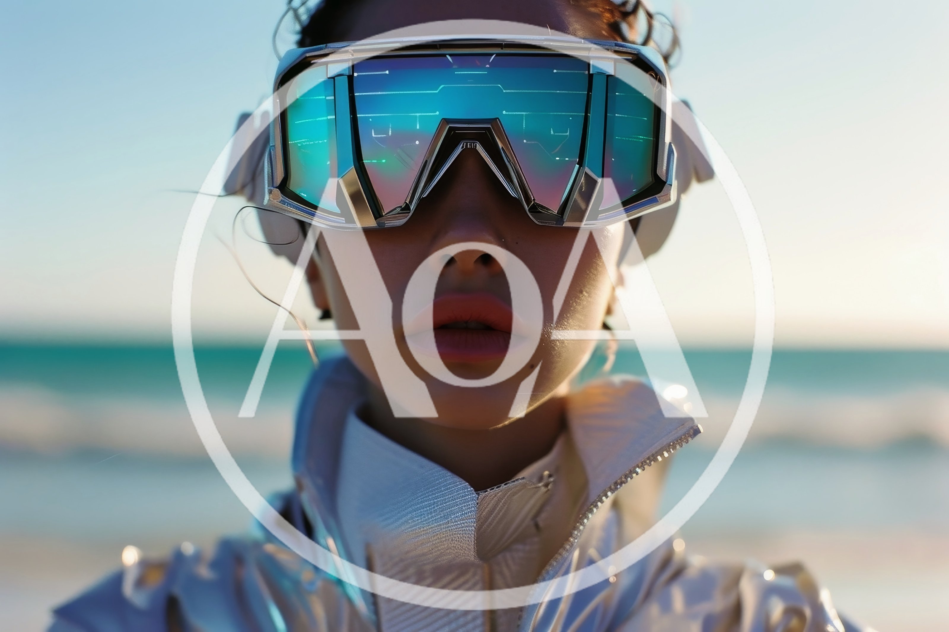 Futuristic Woman Wearing High Tech Digital Goggles