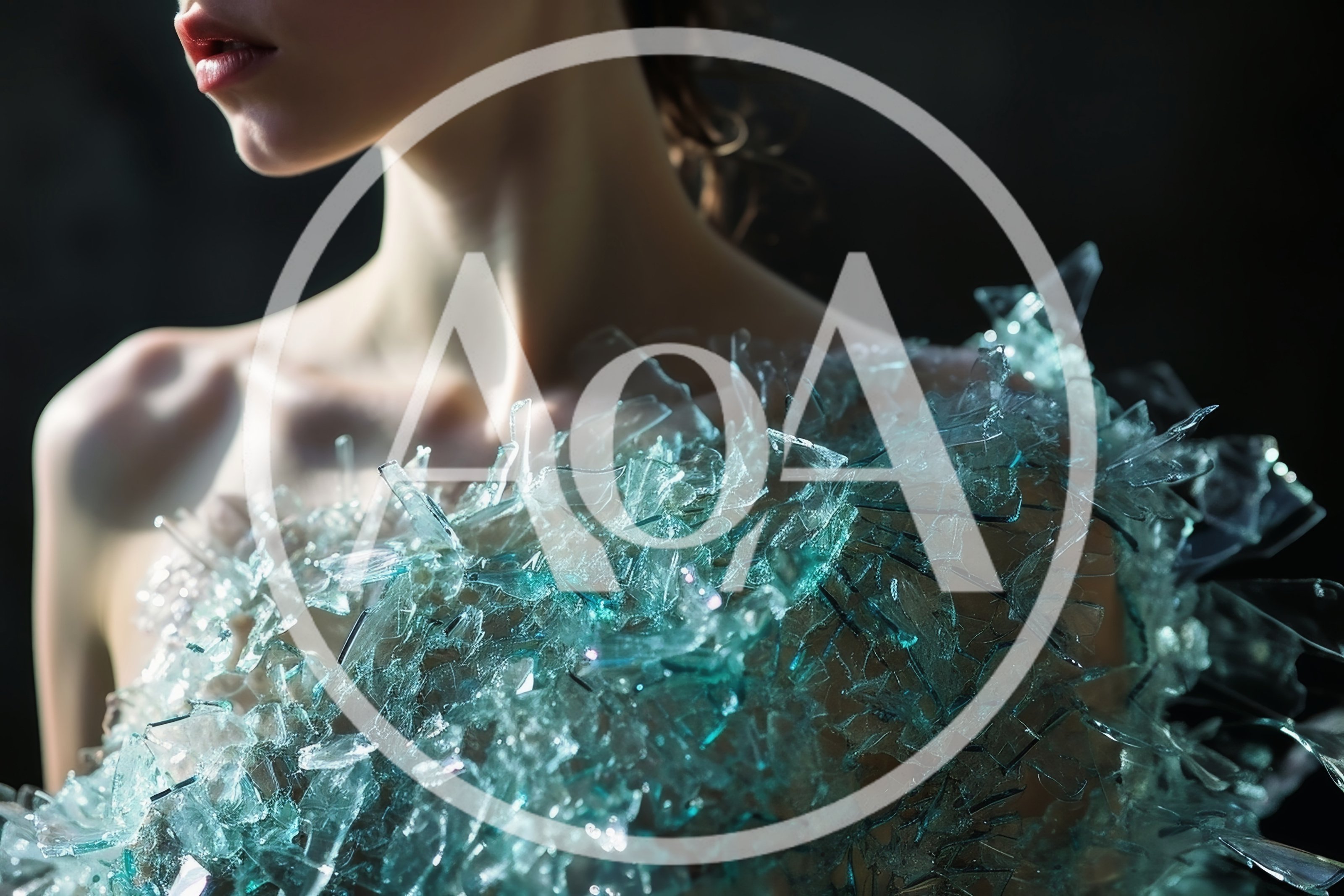 Fashion Model Wearing Avant Garde Broken Glass Dress