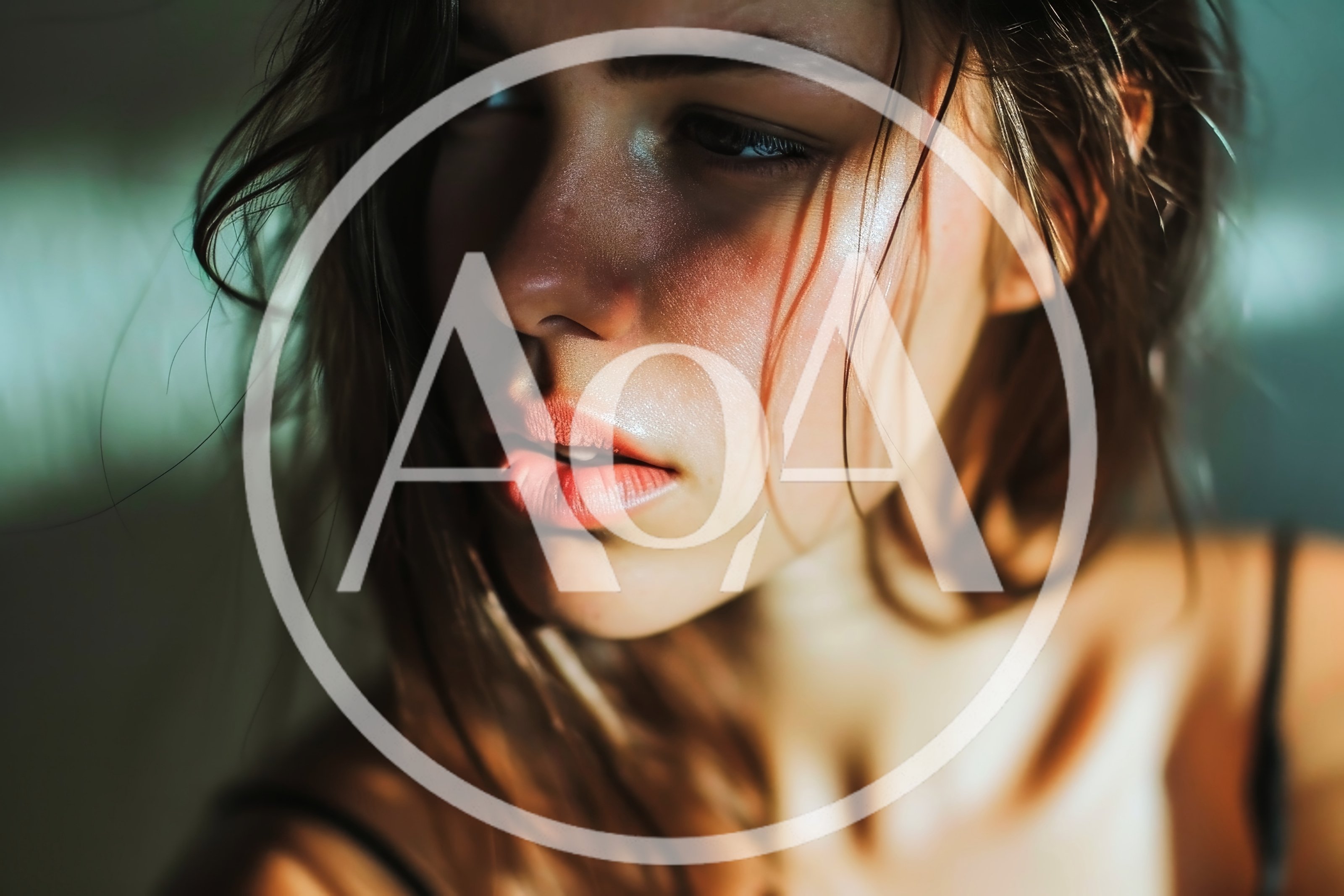 Close Up Portrait Of A Young Woman With Wet Skin