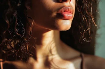 Close Up Portrait Of A Woman With Curly Hair