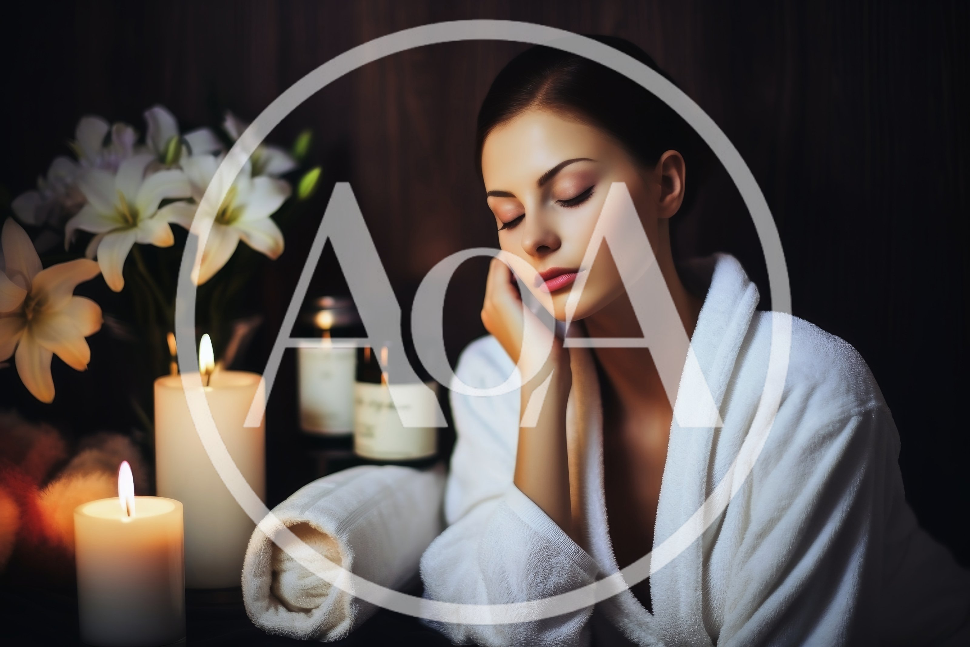 Relaxed Woman In White Bathrobe At Spa