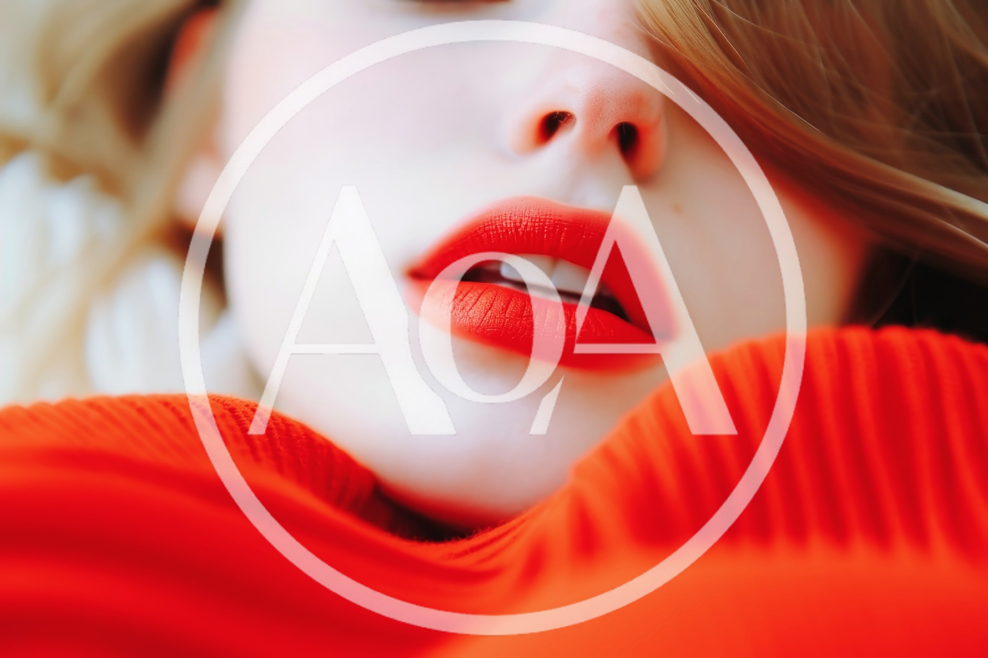 Close Up Of Woman With Bright Red Lipstick