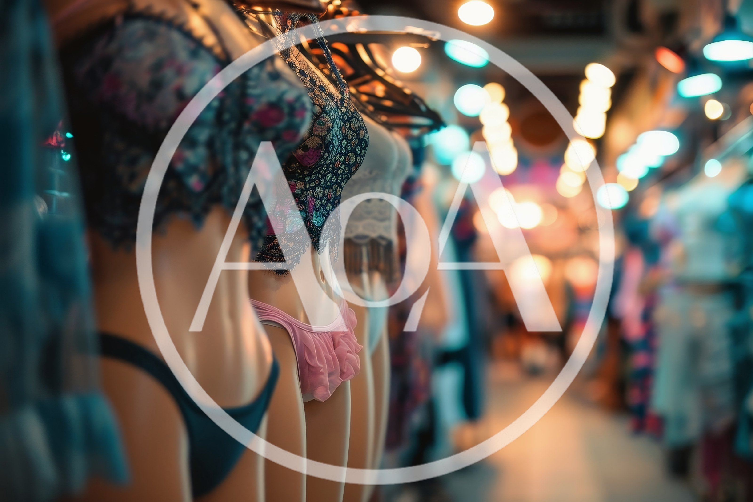 Mannequins Displaying Lingerie In A Clothing Store