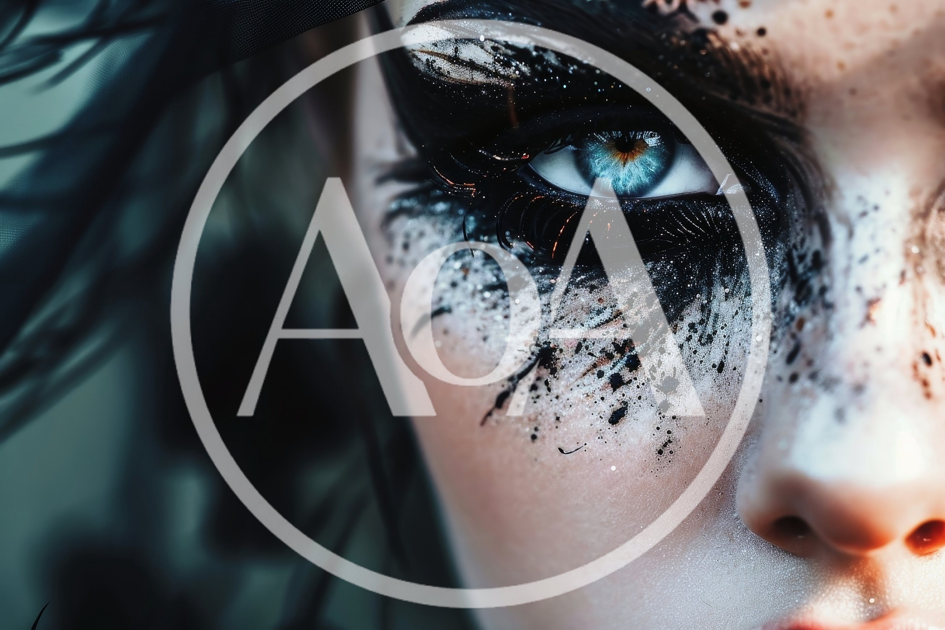Close Up Portrait Of Woman With Artistic Dark Makeup