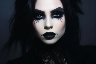 Gothic Woman With Dark Makeup And Piercing