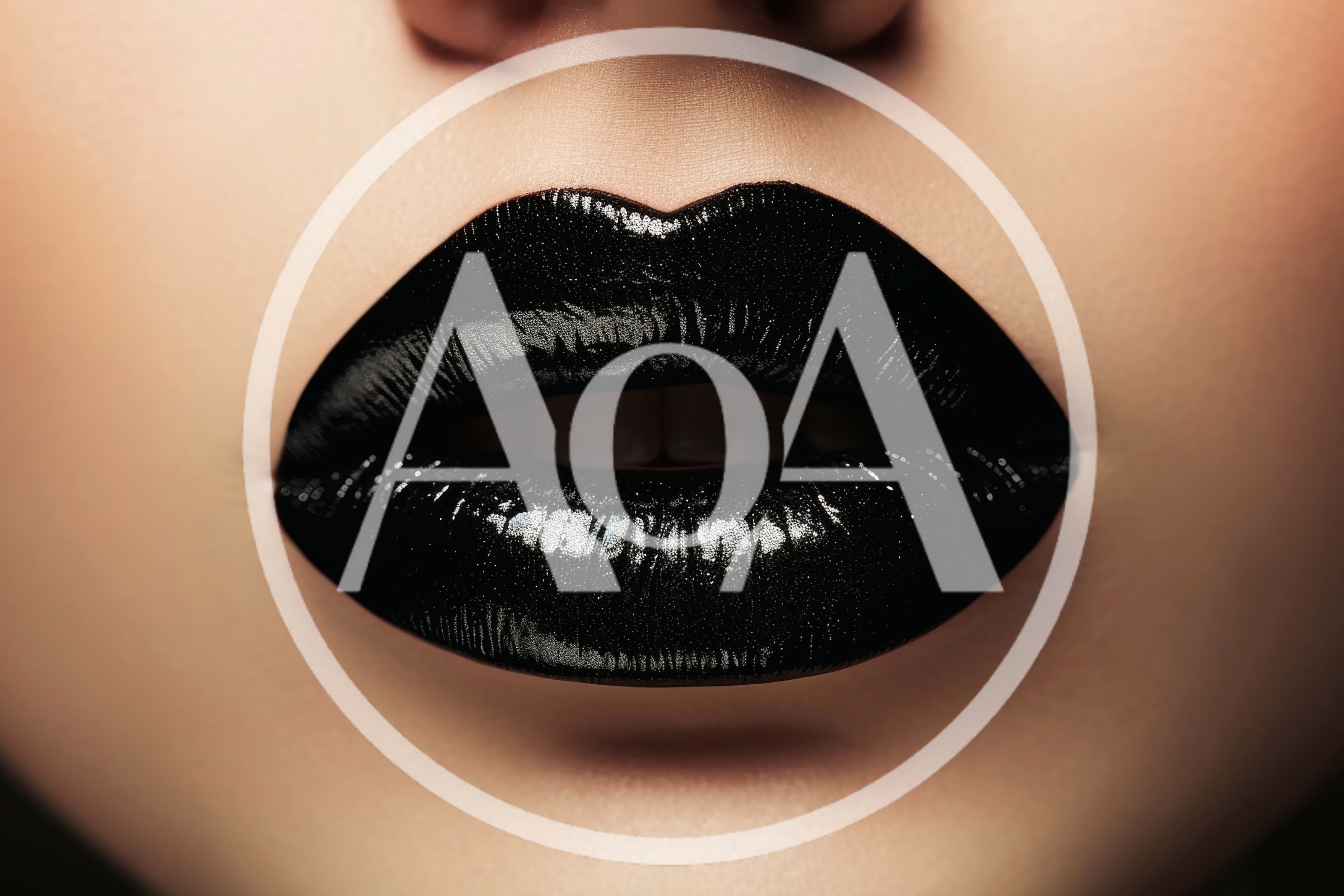 Close Up Of Woman With Glossy Black Lipstick