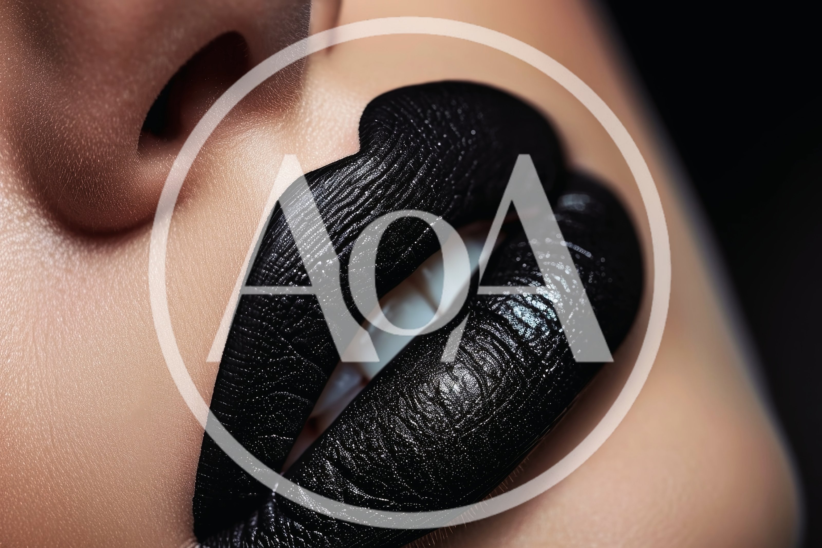 Close Up Of Woman With Black Lipstick