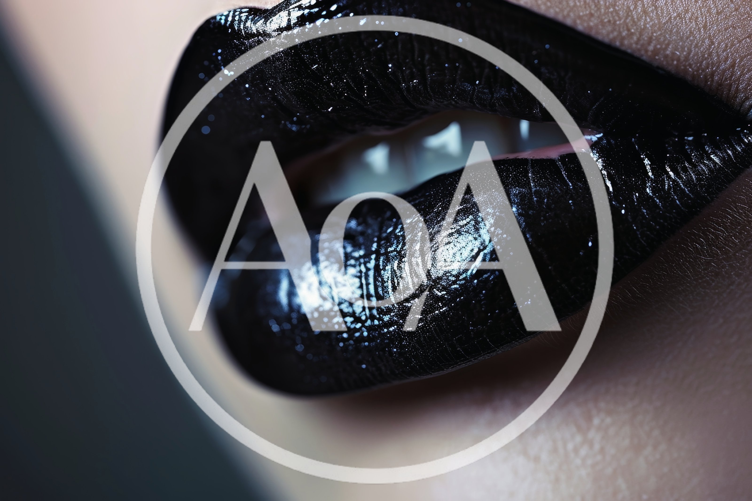 Close Up Of Woman Wearing Glossy Black Lipstick