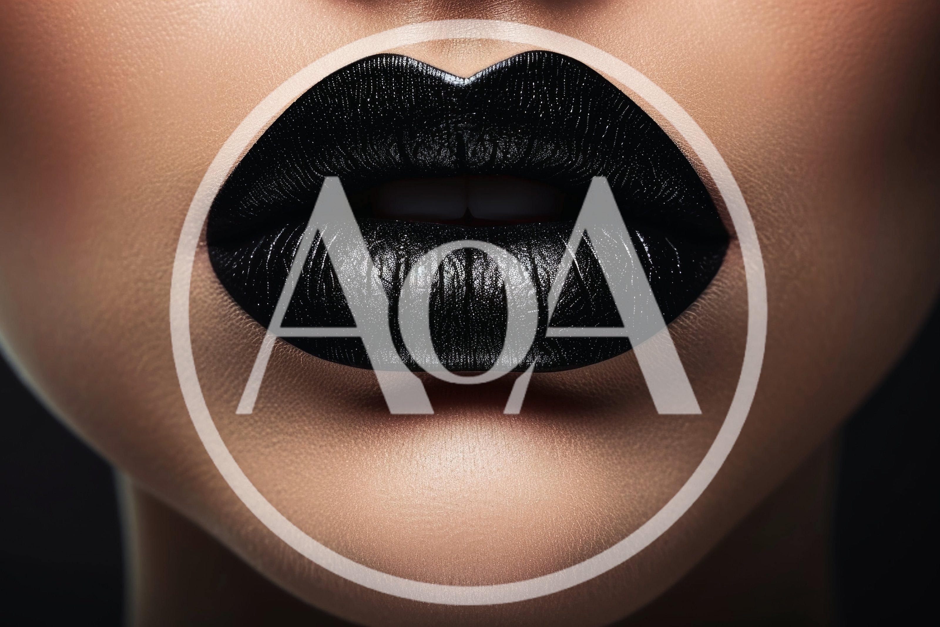 Close Up Of Woman With Black Lipstick