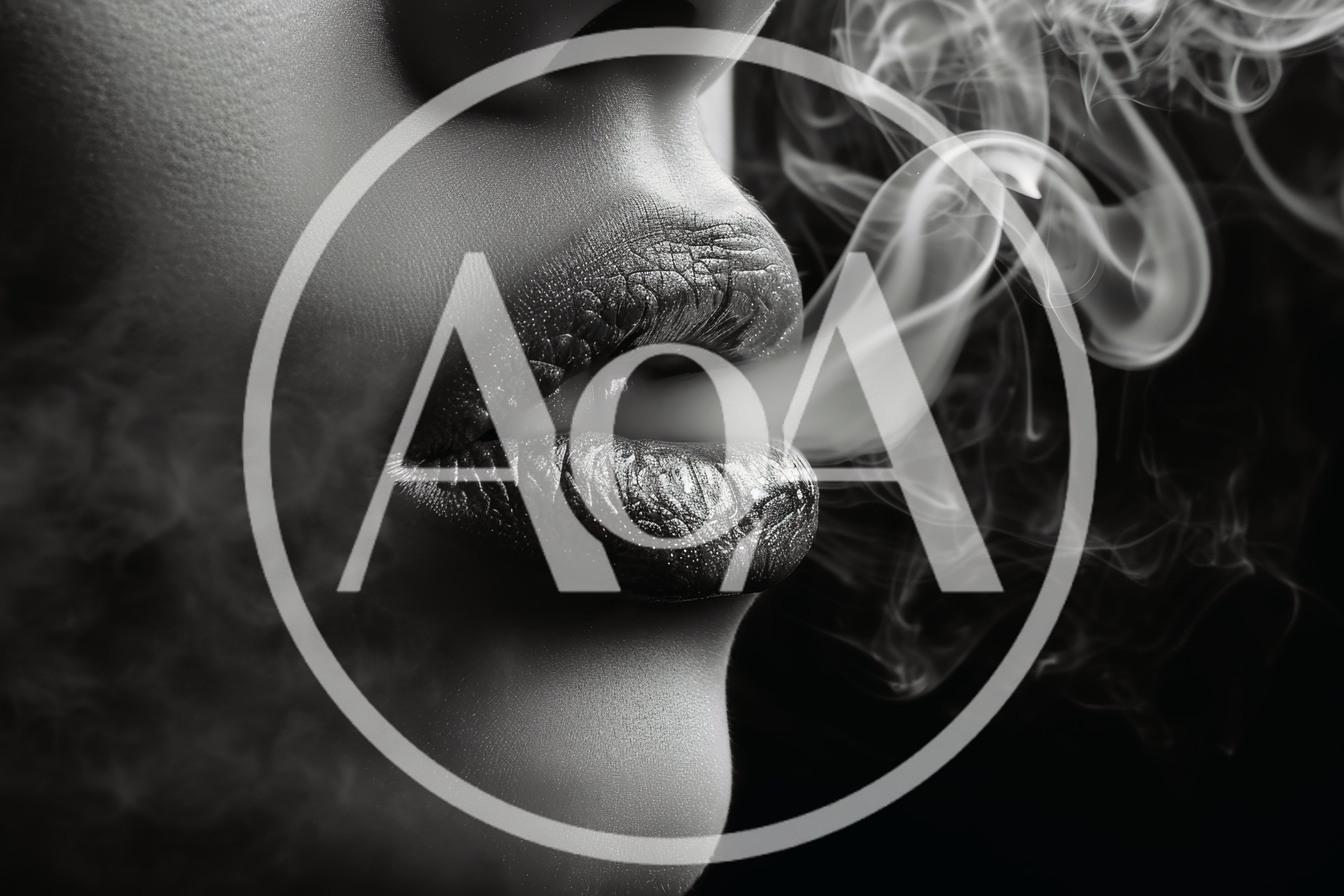 Close Up Of Woman Exhaling Smoke From Lips
