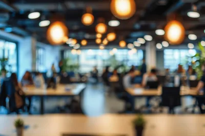 Blurred View of a Modern Open Plan Office