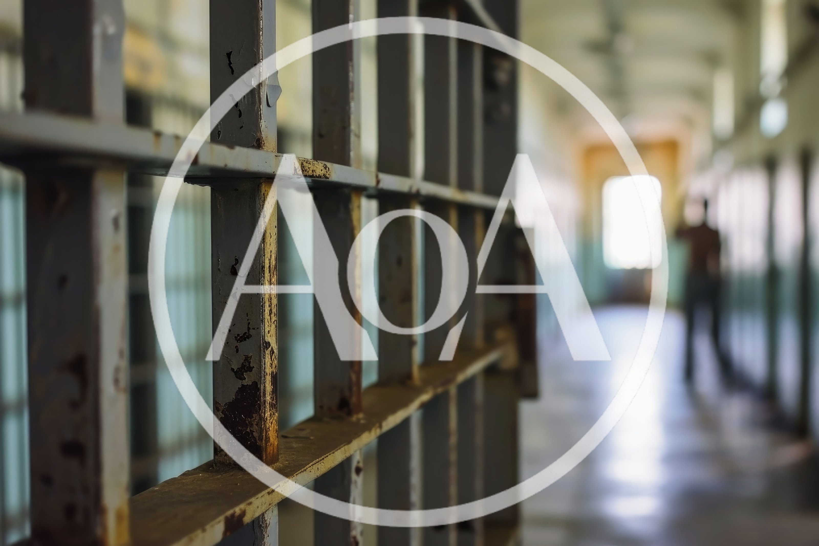 Prison Cell Bars In A Dimly Lit Corridor