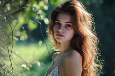 Portrait Of A Young Woman In Nature