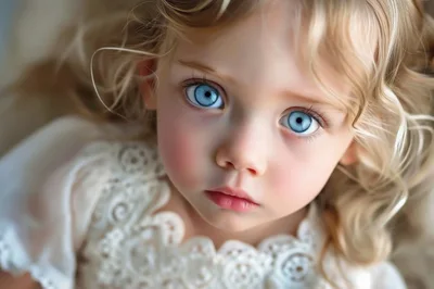 Portrait Of A Young Girl With Bright Blue Eyes