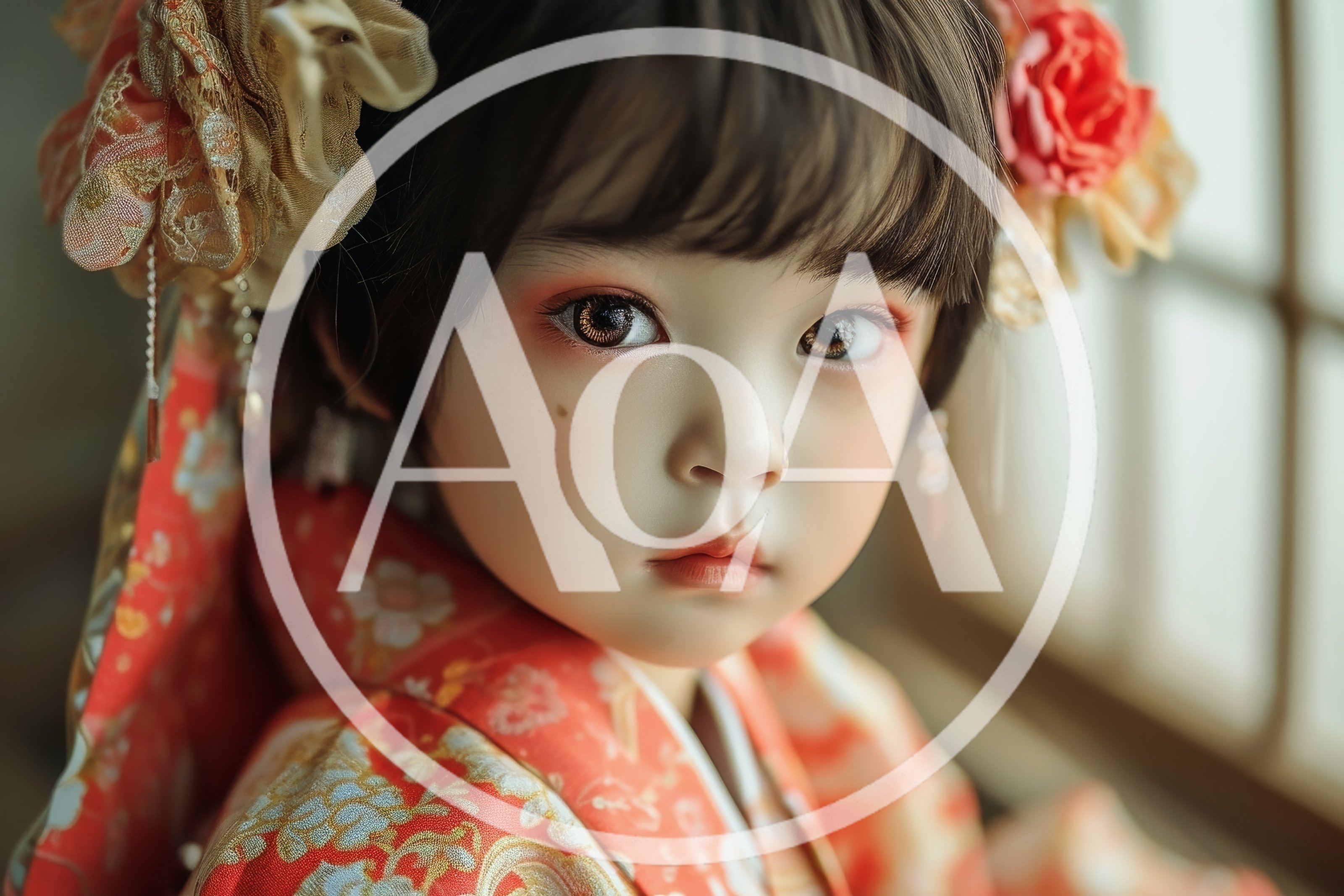Portrait Of A Young Girl In Traditional Japanese Kimono