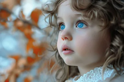 Portrait Of A Young Girl With Curly Hair