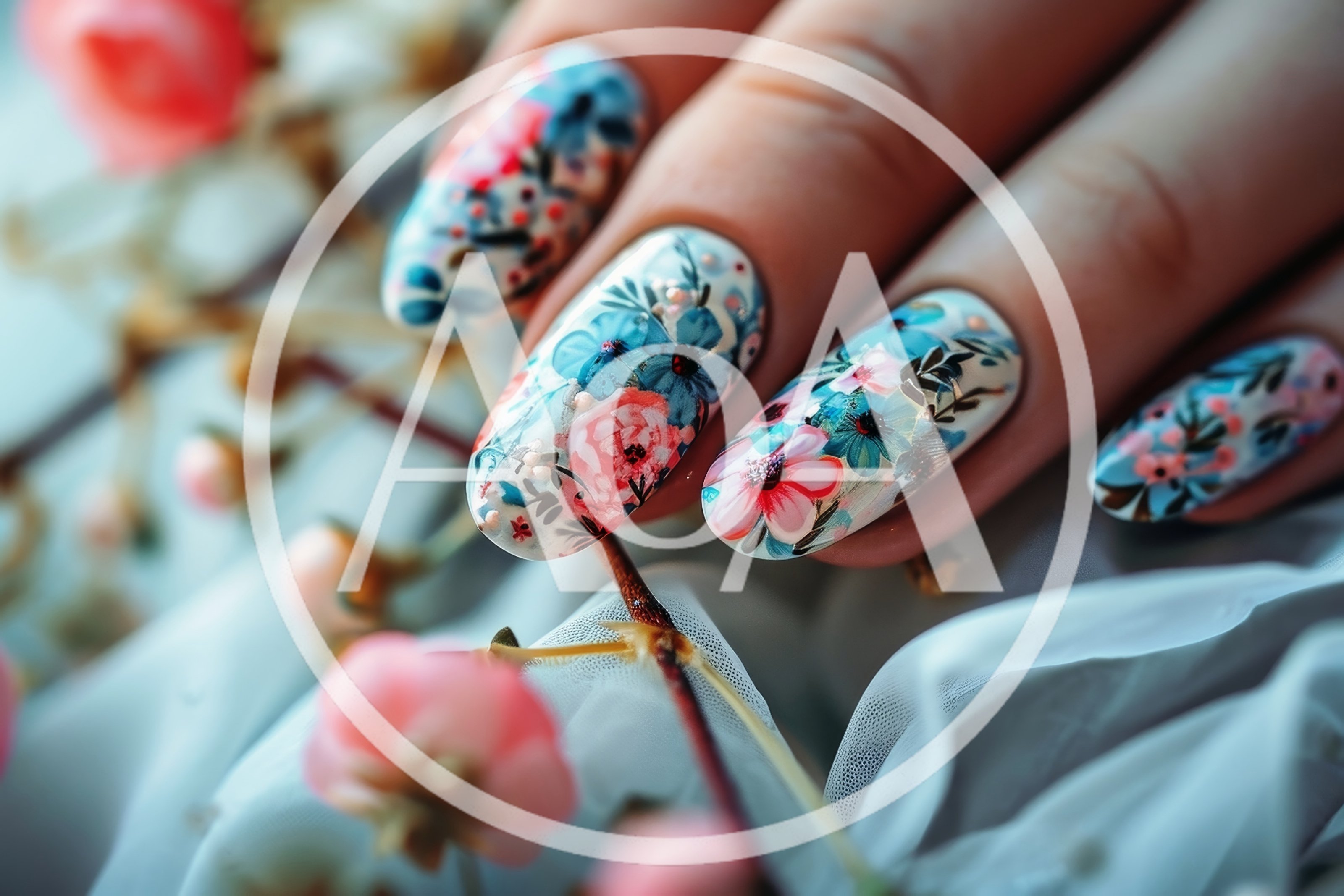 Floral Nail Art Design With Delicate Spring Flowers
