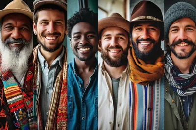 Diverse Men Smiling In Portrait Collage