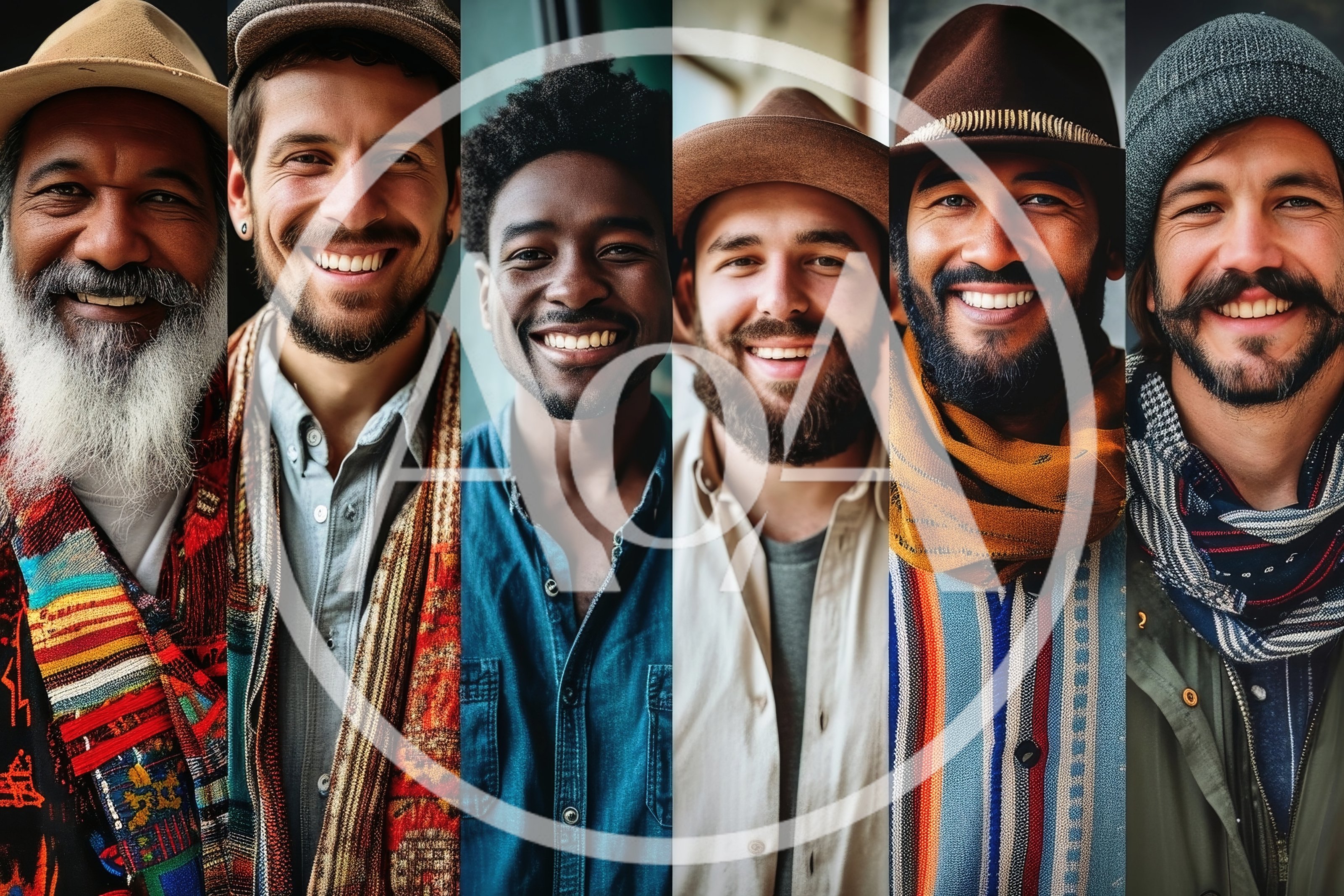 Diverse Men Smiling In Portrait Collage