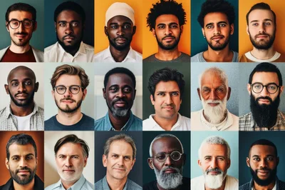 Diverse Men Portraits In A Grid Collage
