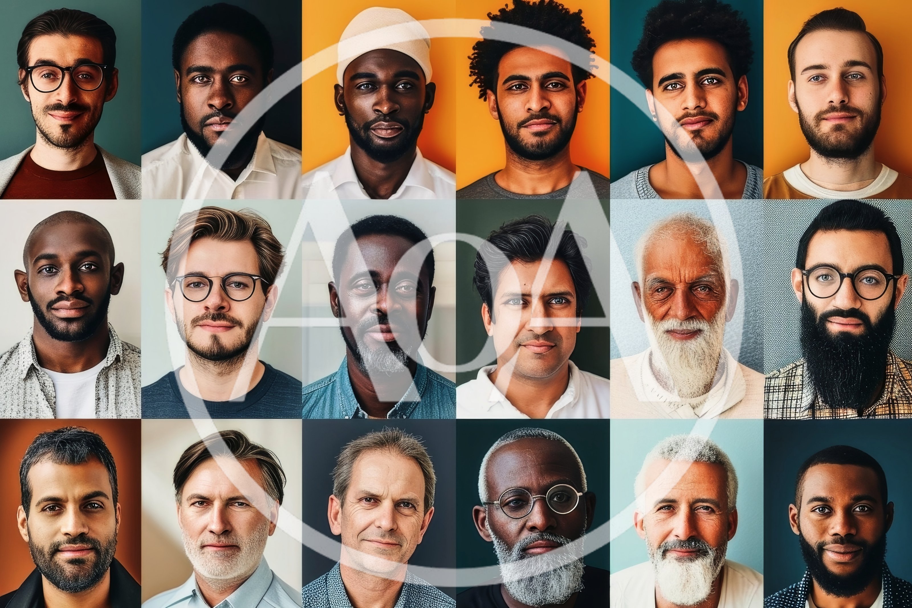 Diverse Men Portraits In A Grid Collage
