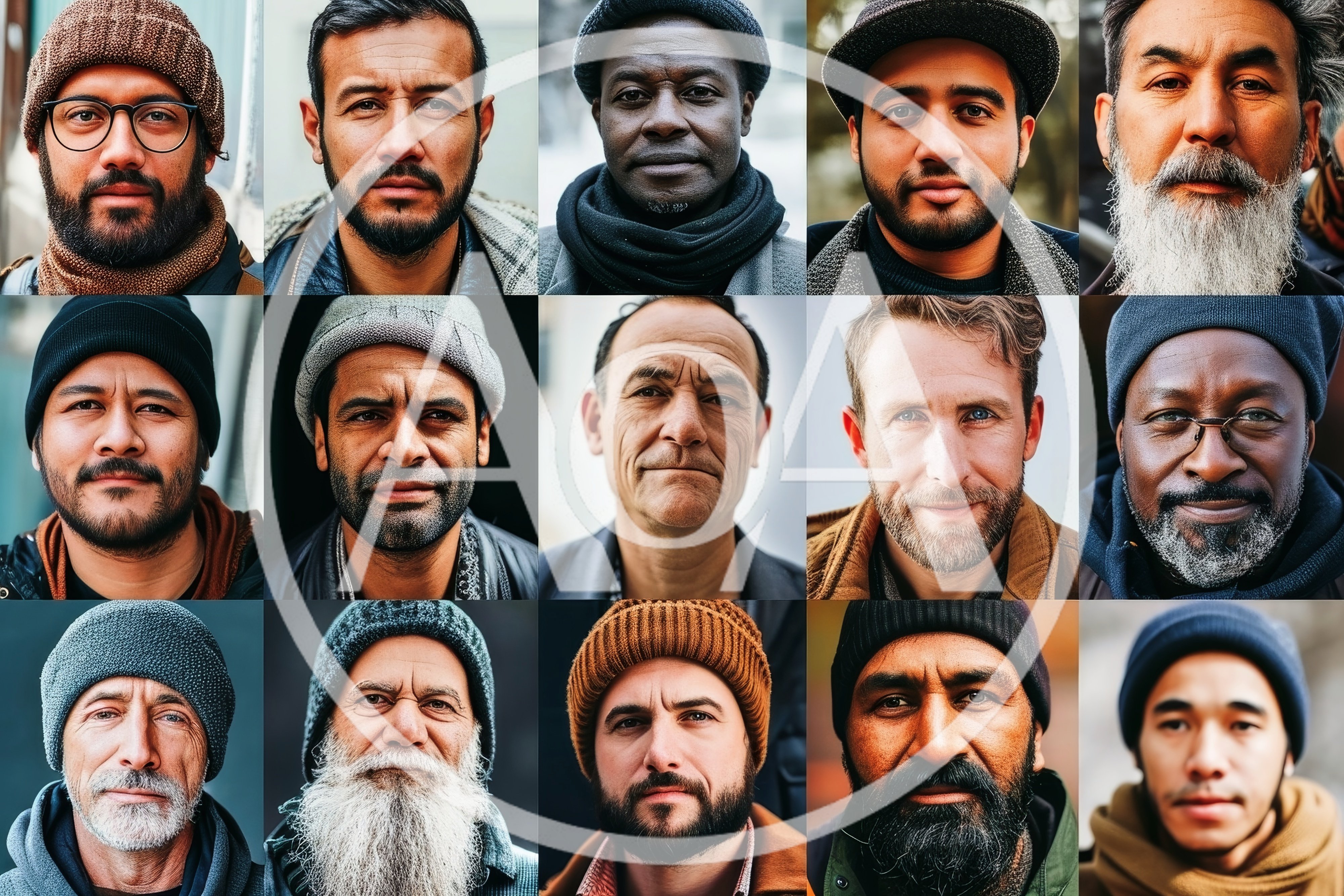 Diverse Collection Of Men Wearing Winter Hats