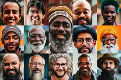 Diverse Group Of Men Portraits In A Grid