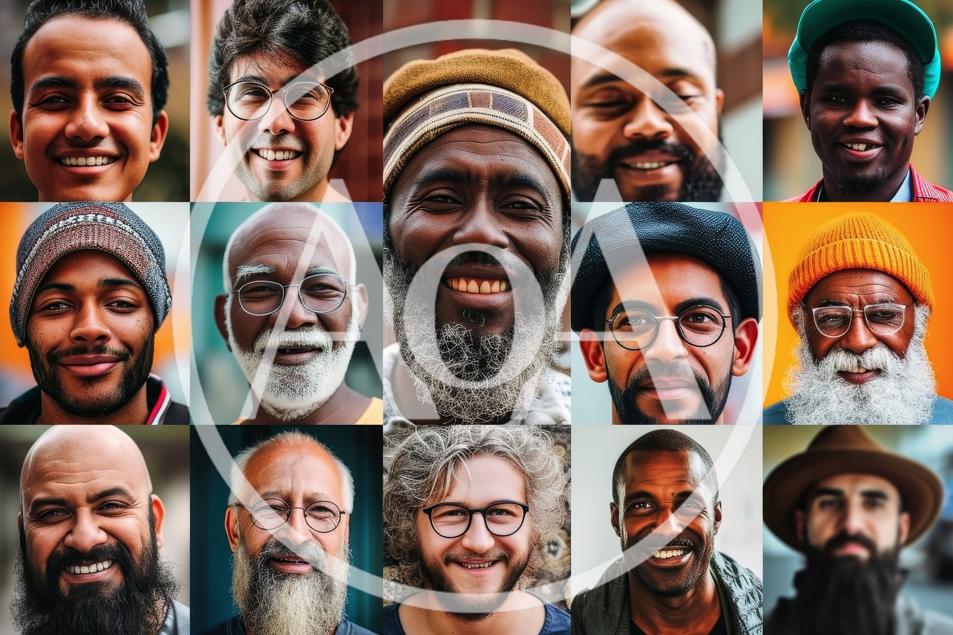 Diverse Group Of Men Portraits In A Grid
