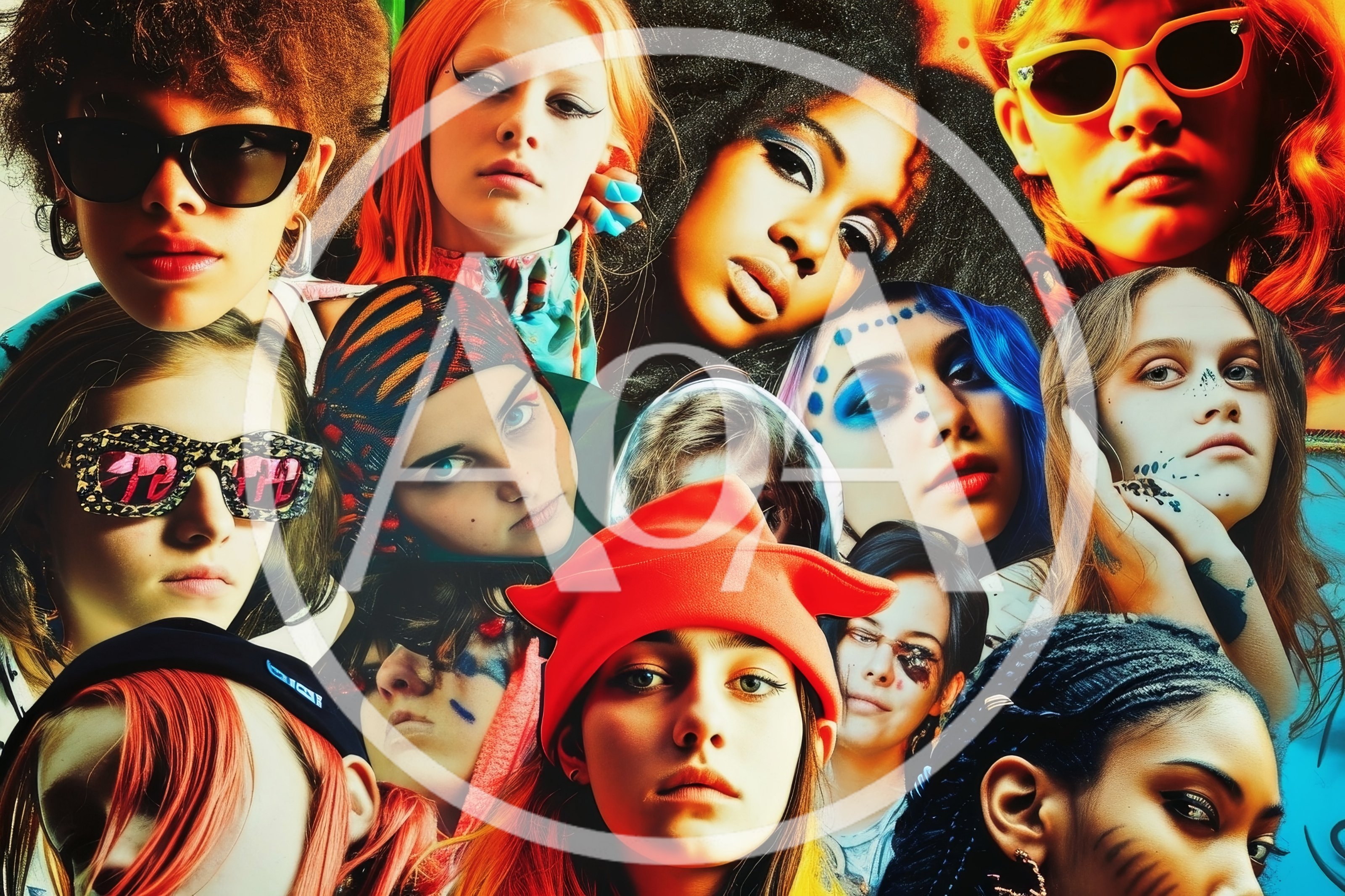 Collage Of Diverse Young Women With Artistic Makeup