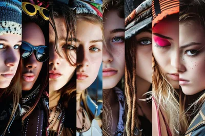 Collage Of Diverse Young Women Portraits
