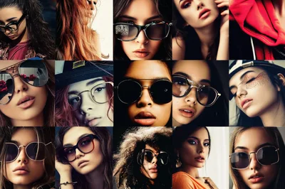 Collage Of Diverse Women Wearing Stylish Sunglasses