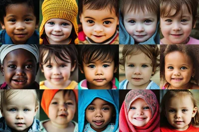 Collage Of Diverse Toddlers And Young Children Portraits