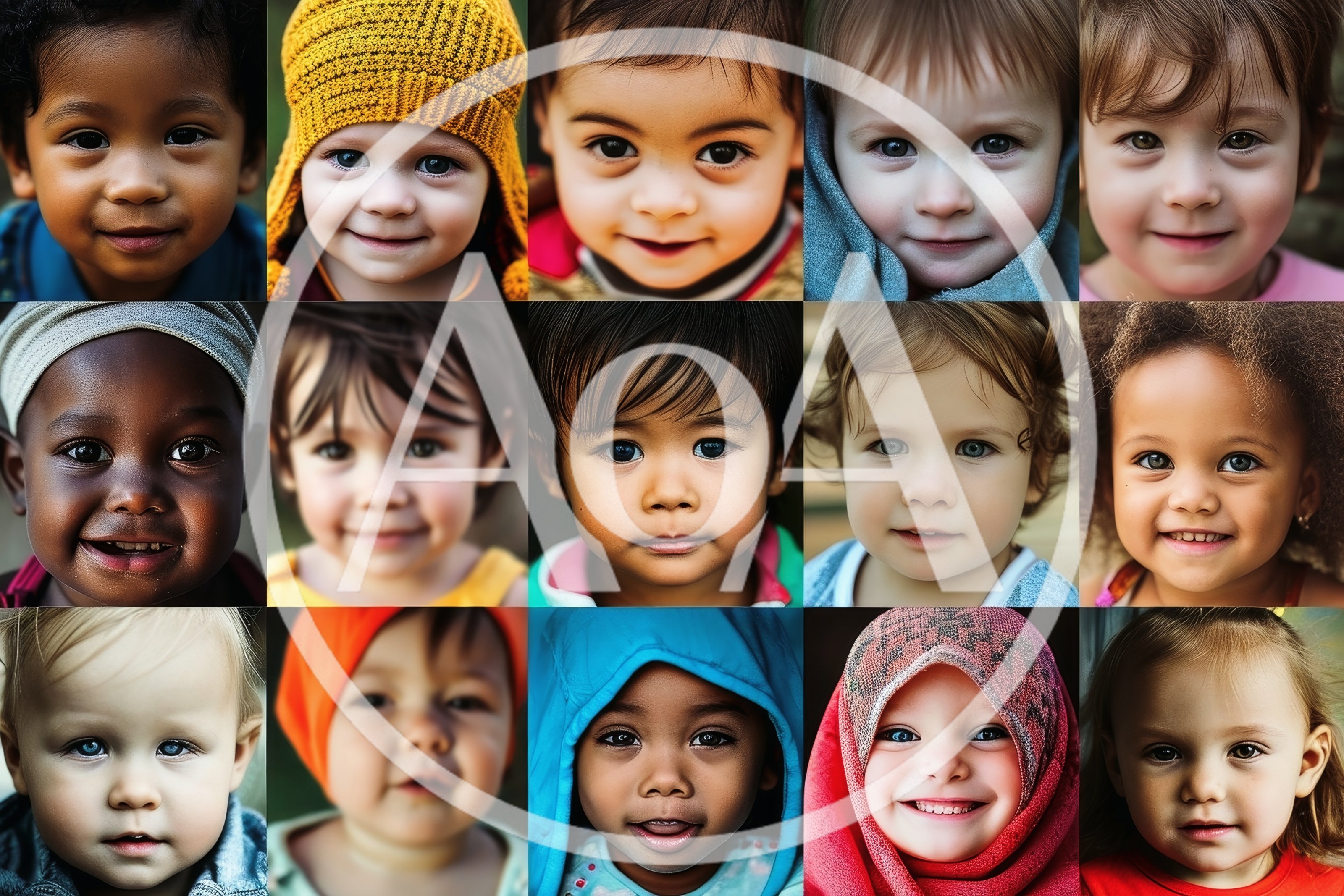 Collage Of Diverse Toddlers And Young Children Portraits