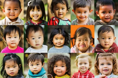 Collage Of Diverse Young Children Portraits