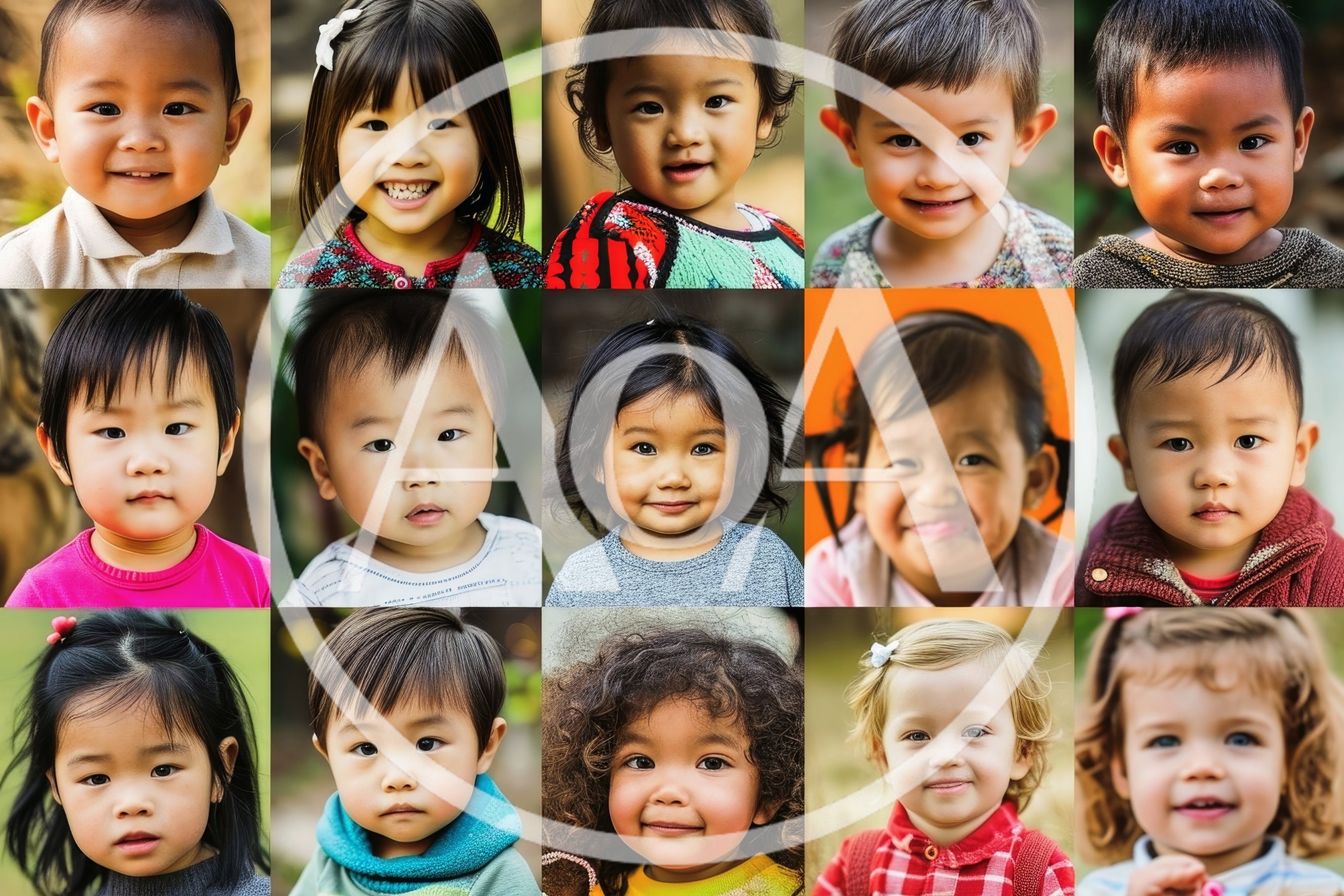 Collage Of Diverse Young Children Portraits