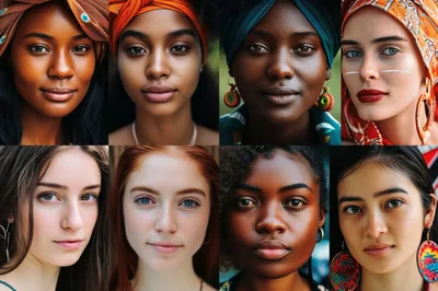 Diverse Portraits Of Women From Various Global Cultures