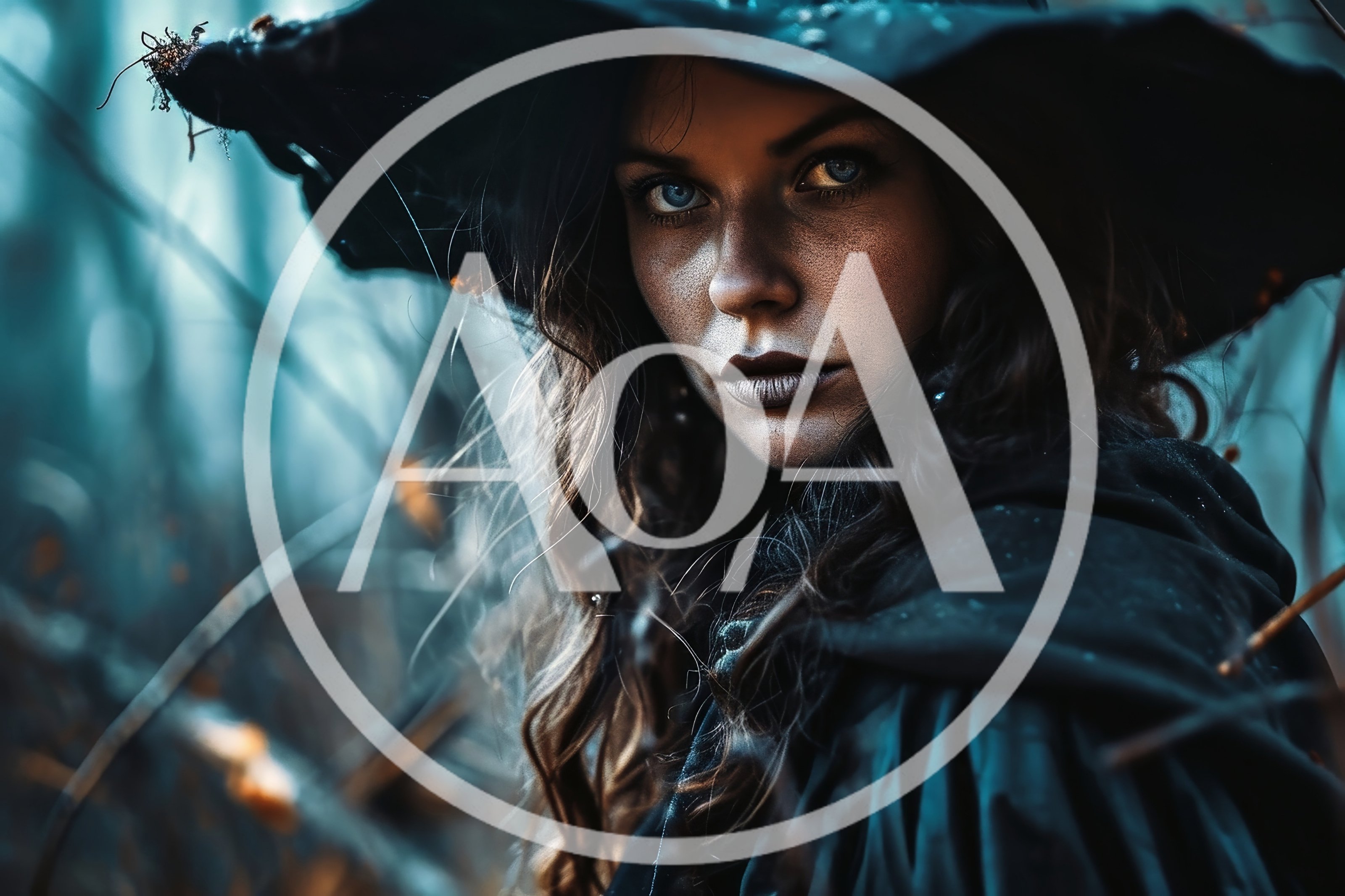 Portrait Of A Mysterious Witch In A Dark Forest