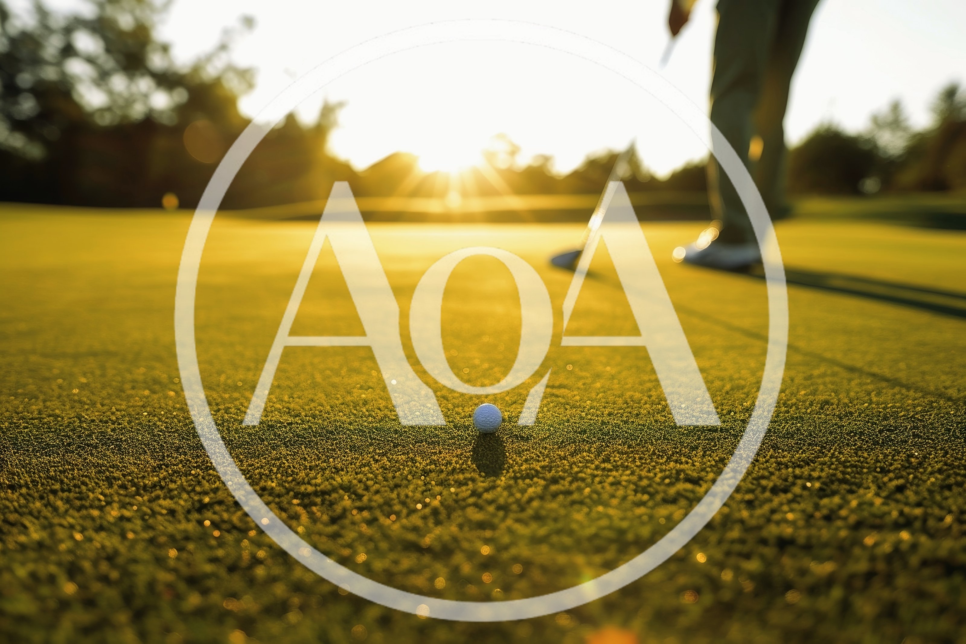 Golf Ball On Green With Golfer In Background