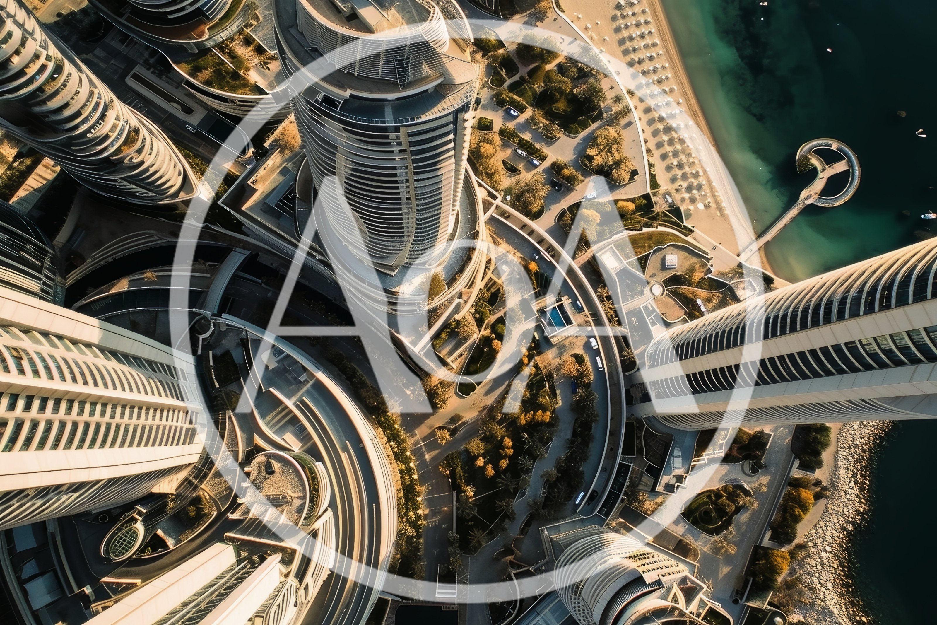 Aerial View Of Modern Luxury Skyscrapers And Beachfront