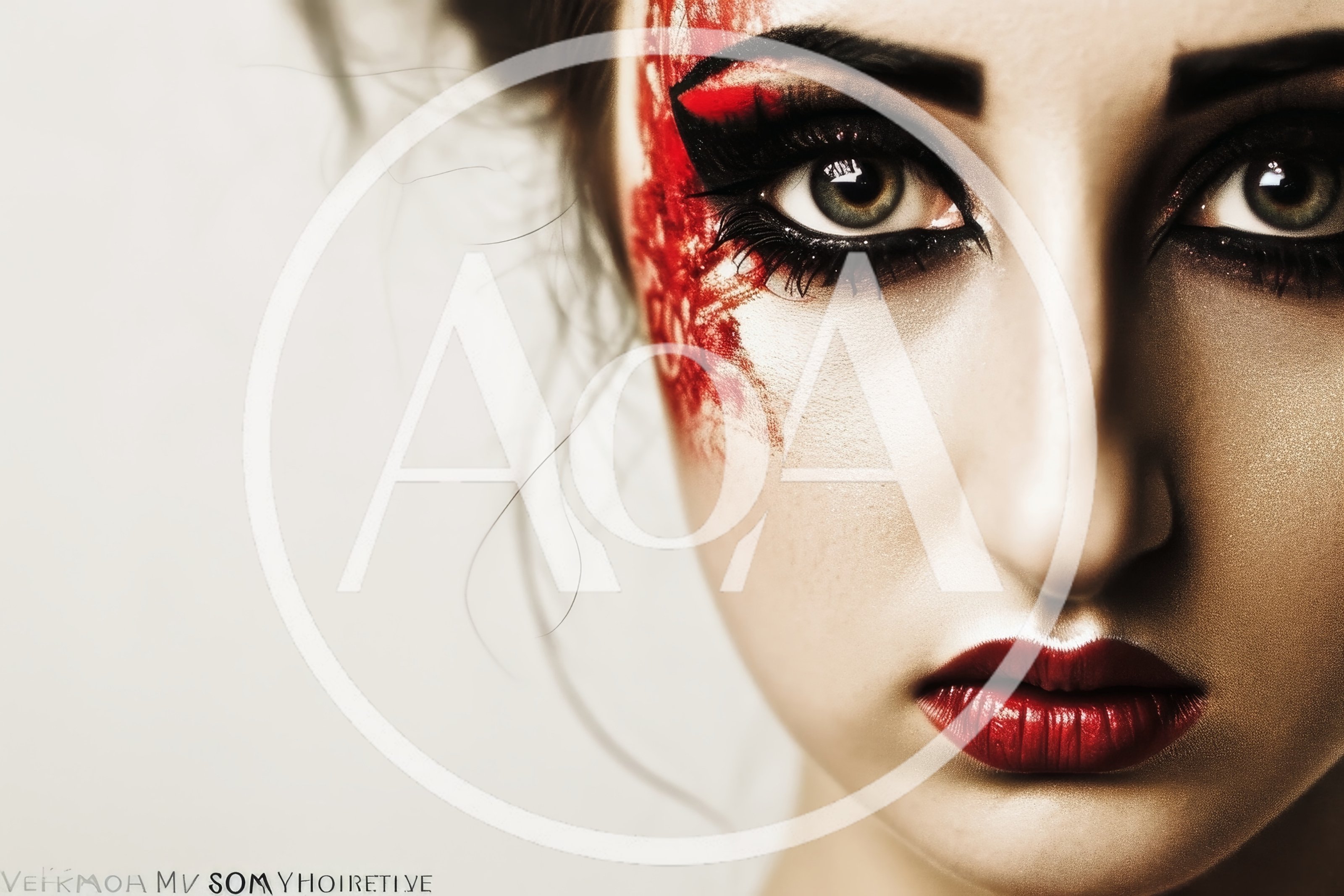 Close Up Portrait Of Woman With Artistic Red Makeup