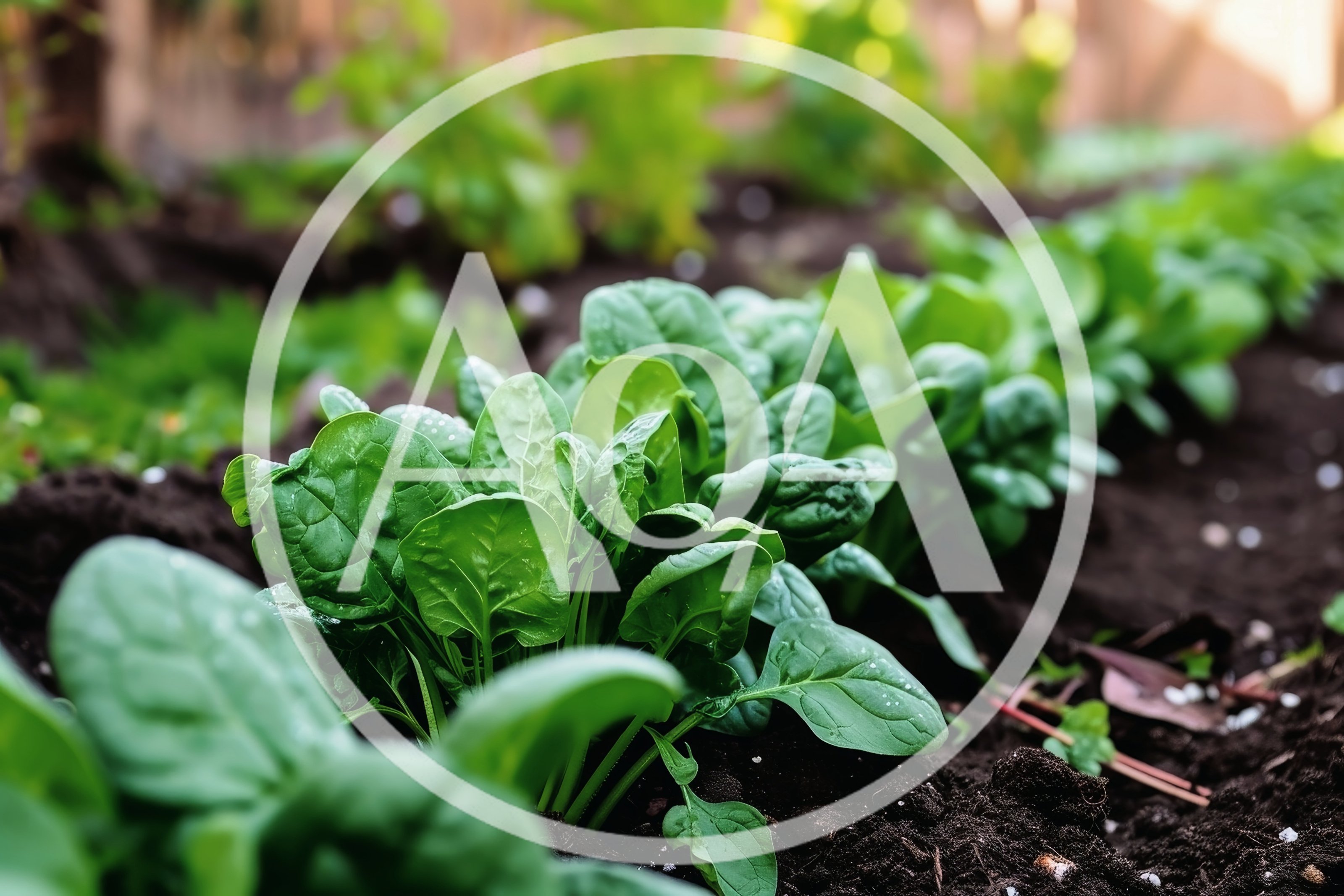 Fresh Spinach Plants Growing In A Garden Row