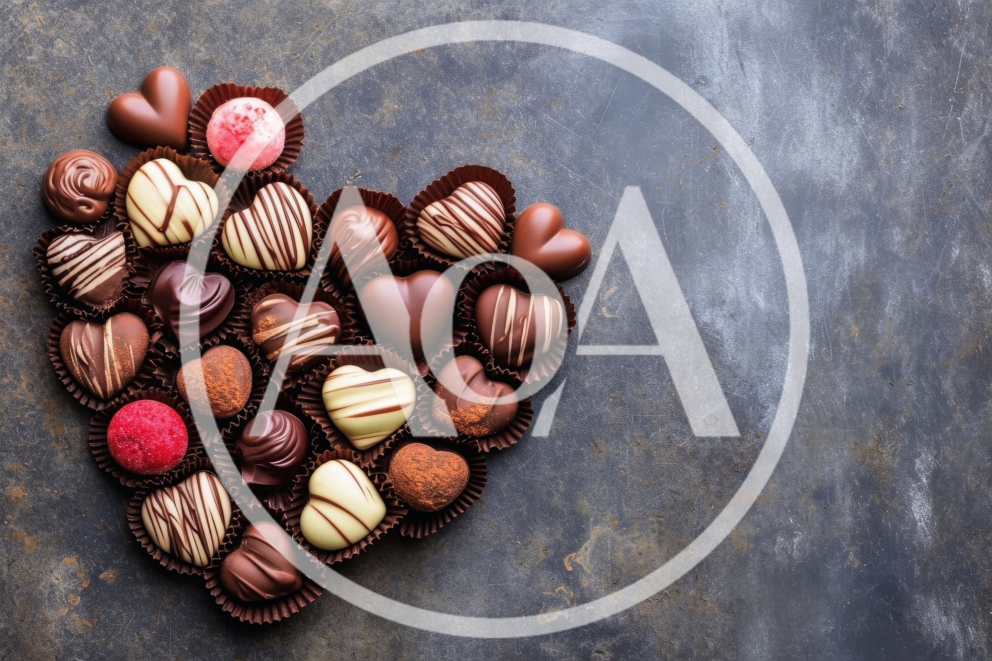 Assorted Heart Shaped Chocolates Arranged In A Heart Shape
