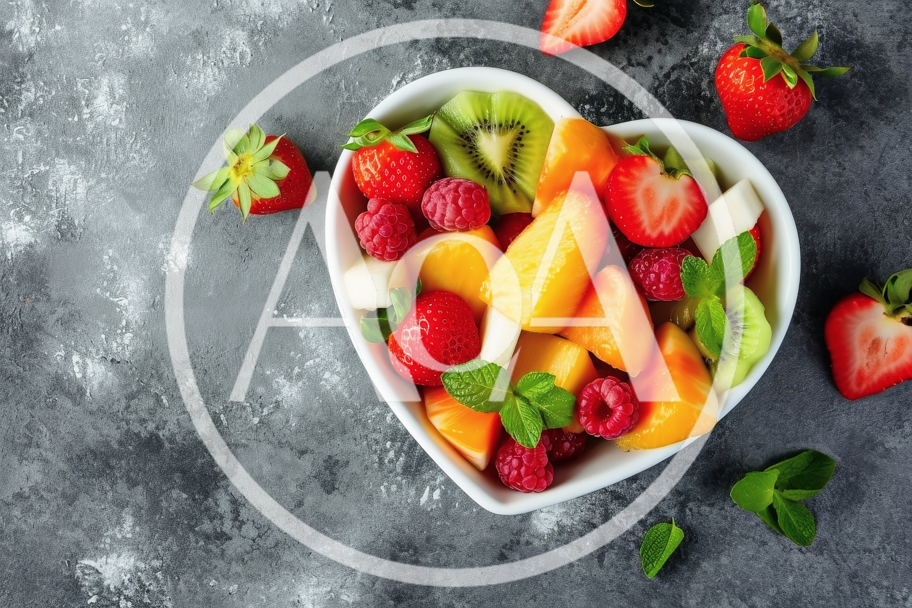 Heart Shaped Bowl Of Fresh Fruit Salad