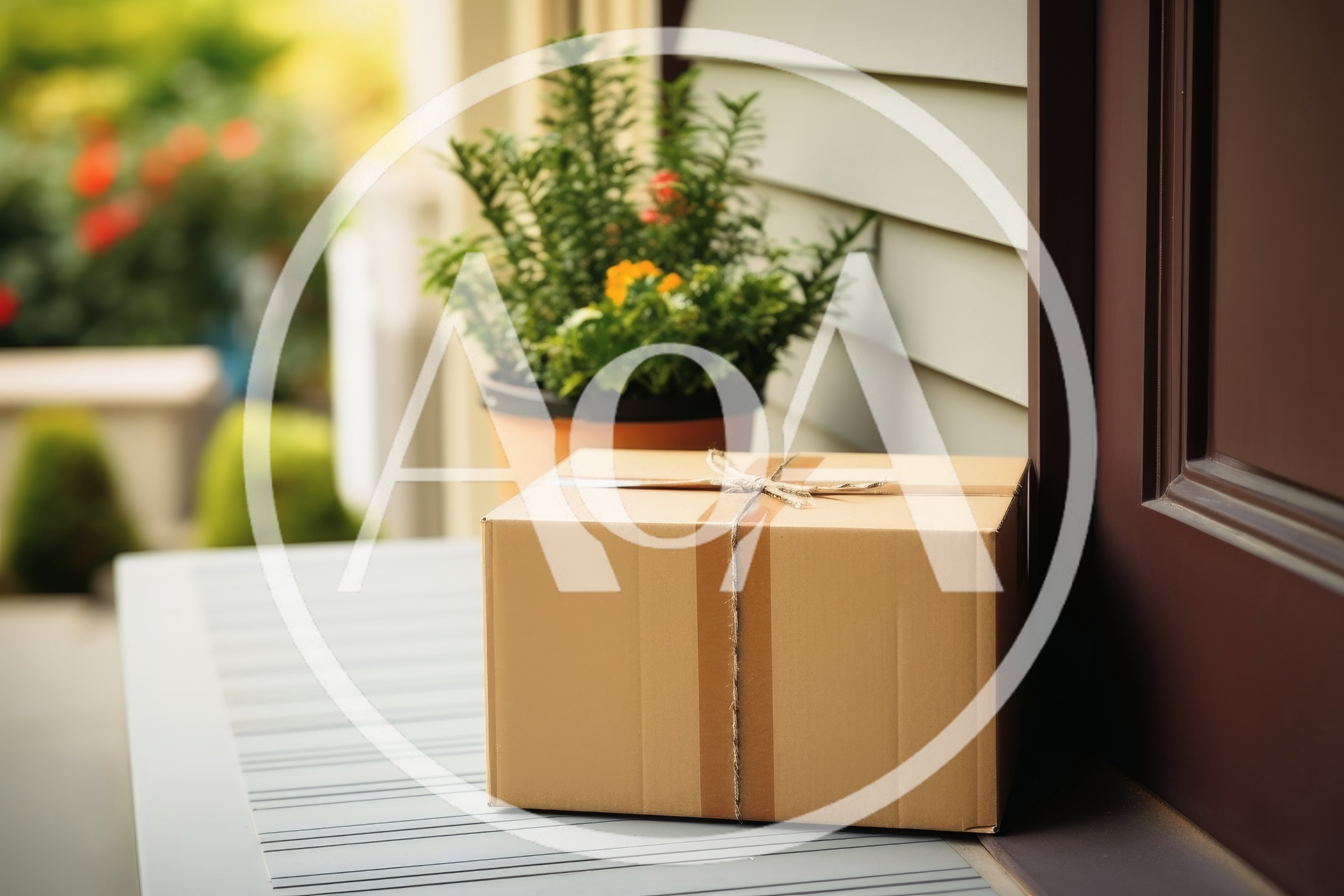 Cardboard Delivery Package Sitting On A Porch
